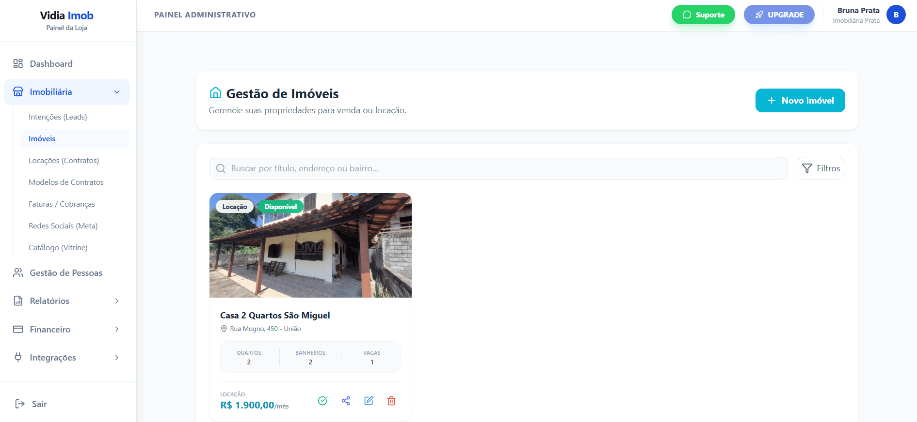 Sistema de Gestão Imobiliária Vidia Imob